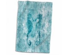 3dRose Aqua Nautique Serviette de Plage Chevaux de mer, Multicolore, 15Â x 55,9Â cm
