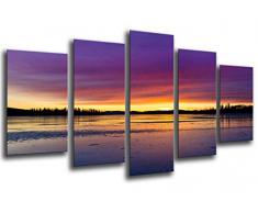 Tableau Moderne Photographique, Impression sur bois, Paysage Lac Sunset, 165 x 62 cm, ref. 26016