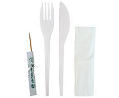 Decor Service Couverts jetables, Plastique, Blanc, 17Â x 1,6Â cm