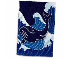 3dRose Baleine Mer la Vie en Bleu Profond Ã Paillettes Scrapbooking Style Ocean Serviette de Toilette, Multicolore, 15Â x 55,9Â cm