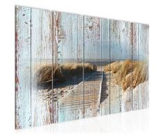 Tableau decoration murale Plage de la mer 200 x 80 cm - XXL Impression sur Toile Salon Appartment 5 Parties - prÃªt Ã accrocher - 604055b