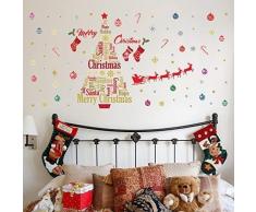 Wallflexi Noël Décorations Mural Autocollants Noël Décoration - Ensemble Anglais Citations Mural Murals Stickers Salon Enfants Crèche Ãcole Restaurant Café Hôtel Maison Bureau Décor, Multicolore