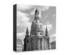 COGNOSCO HG-DD105 Tableau Mural en Bois avec Photo darchitecture pour Femme en Bois Noir/Blanc 15 x 15 cm