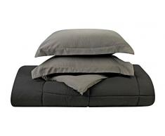 Clara Clark Alternative de Duvet doie réversible 3 pièces Doudou avec Ensemble de 2 couvertures doreiller, Noir/Gris, Full/Queen