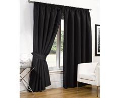 Just Contempo Rideaux plissés occultants, Noir, 167,6 x 137,2 cm, Polyester, Noir, 90 x 90 inches