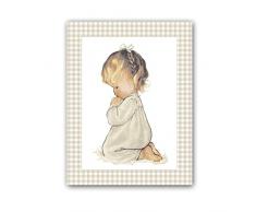 CUADRIMAN nar-v-03-bt Tableau Fille Rezando, Bois, Beige, 43Â x 33Â cm