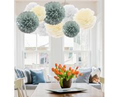 A Liittle Tree Guirlande de Pompons en Papier de Soie Ã Suspendre avec Un Petit Arbre - 9/12 piÃ¨ces - 20 cm + 25,4 cm