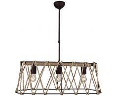 Homemania 1364-72-13 Suspension Fune, Lustre, Pendant, LumiÃ¨re, Brun en mÃ©tal, Corde, 25 x 65 x 75 cm
