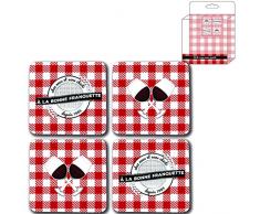 Vino De France Lot de 12 Sets de Table Bonne Franquette 10 x 10 cm