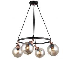Homemania 1433-74-04 Suspension Serte Lustre Suspension Lumière Noir Cuivre Métal Verre 52 x 52 x 95 cm