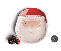 Excelsa Santa Claus Lot de 4 assiettes Ã dessert, en cÃ©ramique