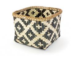 Gelco Design 710523 Boite DE Rangement Bambou, Noir/Blanc, 25 x 25 x 17 cm