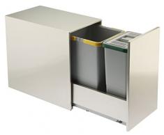 ELLETIPI Street 2.0 PA2 INL424326A Poubelle de tri sélectif extractible, Inoxydable, pour Base, Acier, 26 x 43 x 40 cm