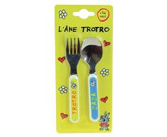 FUN HOUSE 005807 TROTRO Set de couverts composé dune cuillère et dune fourchette pour enfant