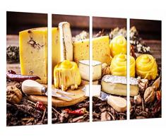 Tableau Moderne Photographique, Impression sur bois, Epicerie, Fromagerie, Assortiment de fromages, Cuisine, 131 x 62 cm, ref. 27063