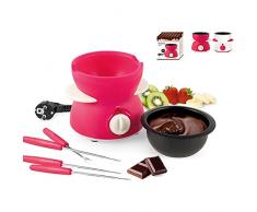 HABI CF33 Service à Fondue Chocolat électrique Beatrice avec 4 fourches, Plastique/Anti-adhésif/Acier Inoxydable, Multicolore