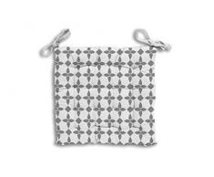 Soleil docre Damier Dessus de Chaise, Coton, Blanc, 40 x 40 x 5 cm