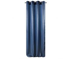 Eurofirany Rideaux Jacquard à 8 Åillets élégants et Brillants avec Coutures argentées, pour Salon, Chambre à Coucher, Salon, Chambre à Coucher, Salon, Bleu Marine + Argent, 140 x 250 cm