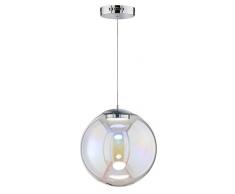 WOFI Lampe dintérieur, salle de séjour, suspension, lampe suspendue, lampe lumineuse, chrome, intensité variable, moderne, verre 14 W