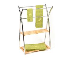 JJA JJ724236 Porte Serviette 2 Niveaux Bambou, Chrome