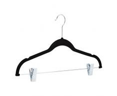AmazonBasics Cintres en velours avec pinces pour jupes - lot de 24, noir