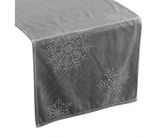 Eurofirany Chemin de Table en Velours avec Ã©toiles et Velours Gris Acier 40 x 140 cm