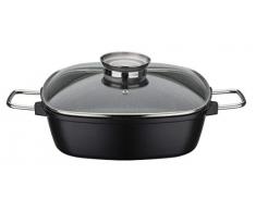 GSW 414579 Gourmet Granit Plat carré en aluminium et verre Noir 28 x 28 cm