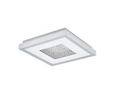Eglo Plafonnier LED Pescate 1 ampoule à intensité variable Style moderne et élégant Lampe de cuisine en acier et verre avec cristaux, lampe de couloir en chrome, blanc