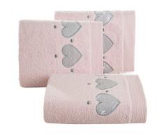 Design91 Serviette de Bain en Tissu Ã©ponge Motif cÅur Rose 70 x 140 cm