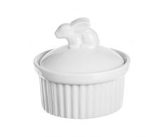 Excèlsa Blanc Home avec Couvercle en Forme de Lapin Ramequin 9,5 Cm