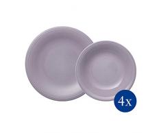 like. by Villeroy & Boch - Colour Loop Lilac service de table 8 pièces, vaisselle en porcelaine premium pour 4 personnes, lilas, adapté au lave-vaisselle