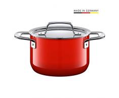 Silit Zeno Red Faitout Haut 16 cm avec Couvercle en métal 2,0 l et Fonction Silargan Rouge