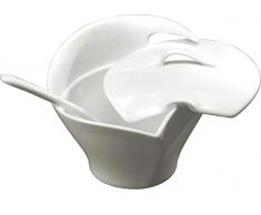 Deagourmet Onda Sucrier / Fromage / SauciÃ¨re avec cuillÃ¨re Blanc 7,5 x 10 x 9,5 cm â 125 ml