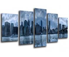 Tableau Moderne Photographique, Impression sur bois, Manhattan City, New York, New York, 165 x 62 cm, ref. 26012