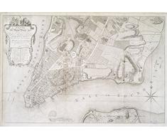 Le Poster Collective Vintage New York Amérique Ãtats-Unis Carte Poster Format A2 42 cm x 59.4 cm Impression de qualité, Bois, Multicolore, 59.4 x 42 x 59.4 cm