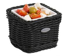 Westmark Panier 02100804160 Saleen avec Bol en Porcelaine Amovible - Carré - Dimensions9,5 x 9,5 x 7,5 cm - en Fibre Plastique et Porcelaine - Beige et Blanc, Noir, 9,5 x 9,5 x 7,5 cm