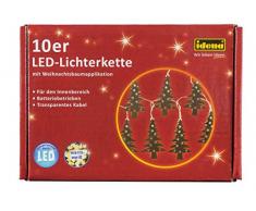 Idena Guirlande lumineuse 30111 Décoration Arbre de Noël avec 10 LED Blanches Chaudes et Minuterie, Env. 165 cm, plastique, argent