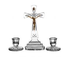 Lot de aljulia 0640Â ARS Christ Deux Bougeoir Naturel en Cristal, lot Croix