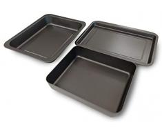 Guardini 00506SET2 Set, 30x40cm +1 Plaque Rectangulaire 26x37cm + 1 Plat Ã Four Multi-Usage 25x29cm, Acier avec RevÃªtement Anti-AdhÃ©rent, Couleur Gris