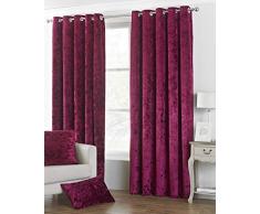 Paoletti Verona Rideaux à Åillets en Velours écrasé, 66 x 72 (168 x 183 cm), Rouge