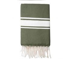 Moorish Idol - Fouta Traditionelle Unie- 100cm x 200cm- Vert Kaki