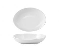 H&H Table Hotelware Coupe Ovale obli, Porcelaine, Blanc, 25Â x 18Â x 8Â cm