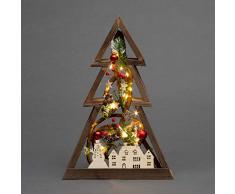 sHATCHI 39 cm LED pré-éclairées en Forme de Sapin de Noël avec Feuilles et Pommes de pin 3D en Forme de Sapin de Noël Décoration de Table Cadeaux, Marron, 39 x 27 cm