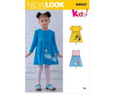 New Look N6647 Patron de couture pour robes dâenfant avec appliques, papier, blanc, divers