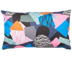 Maison Martin Morel 0660042082350 Coussin Rectangulaire Patchwork Verso Coton Multicolore/Bleu 8 x 30 cm