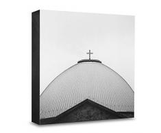 COGNOSCO HG-B105 Tableau Mural en Bois avec Photo darchitecture pour Chat de Saint-Hedwigskathedrale Noir/Blanc 15 x 15 cm