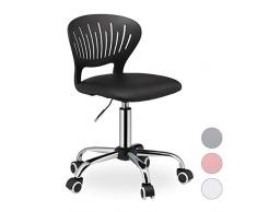 Relaxdays 10029487_46 Chaise pivotante Enfants, réglable, siège en Simili Cuir, capacité de 120 kg, HxlxP 81 x 51 x 51 cm,Noir, PP, métal, polyuréthane (PU)