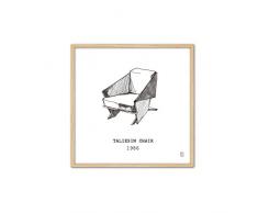 CUADRIMAN Design Tableau Taliesin Chair, Bois, Blanc et Noir, 62Â x 62Â cm