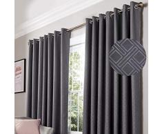 Alan Symonds Rideaux occultants Ã Åillets prÃªts Ã Poser Motif Losanges Polyester Anthracite 229 x 183 cm
