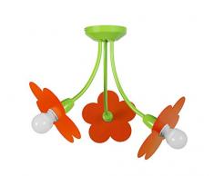 Tosel 21093 Lustre 3 Lumières, Tôle Acier découpé Laser, E14, 40 W, Jaune, 50 x 40 cm